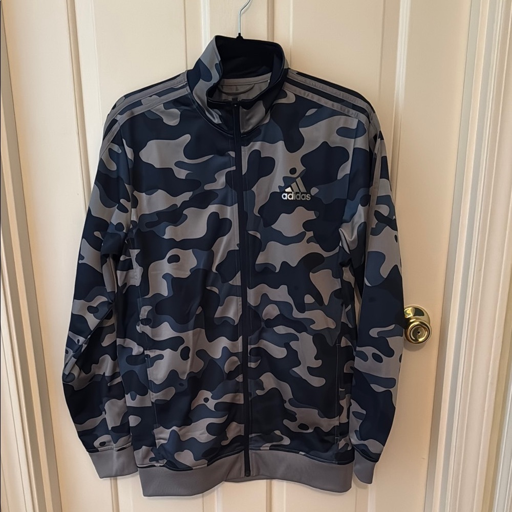 Adidas Men's Camo Track Jacket - Black and Gray